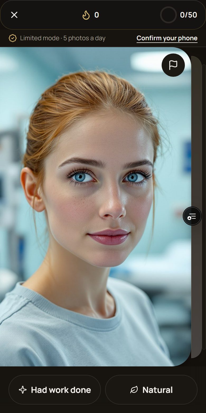 The “Natural or not?” screen in EsteTrue