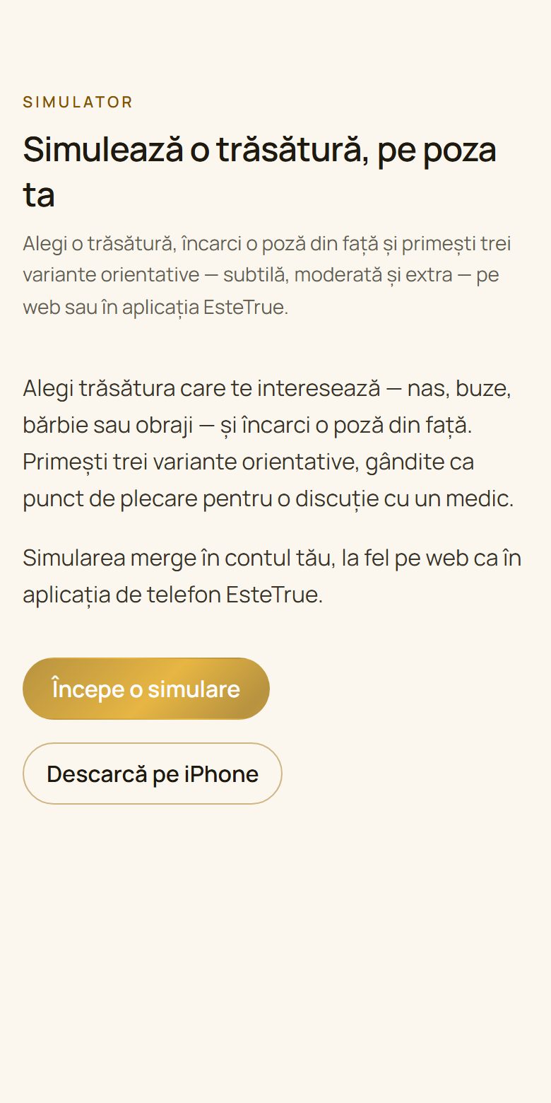 Ecranul „Simulator” din EsteTrue