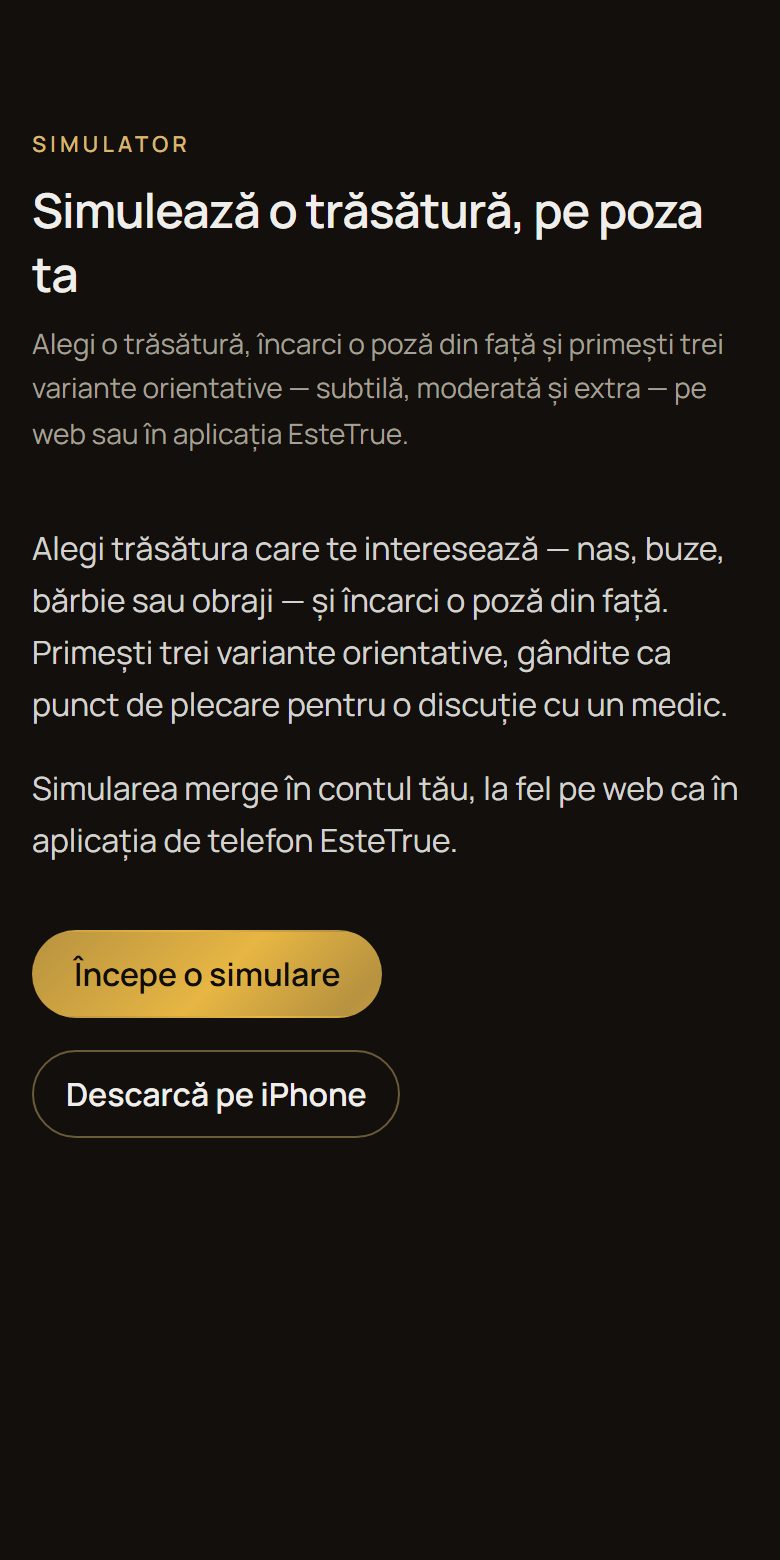 Ecranul „Simulator” din EsteTrue