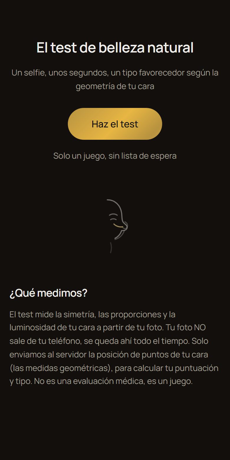 La pantalla «El test de belleza» de EsteTrue
